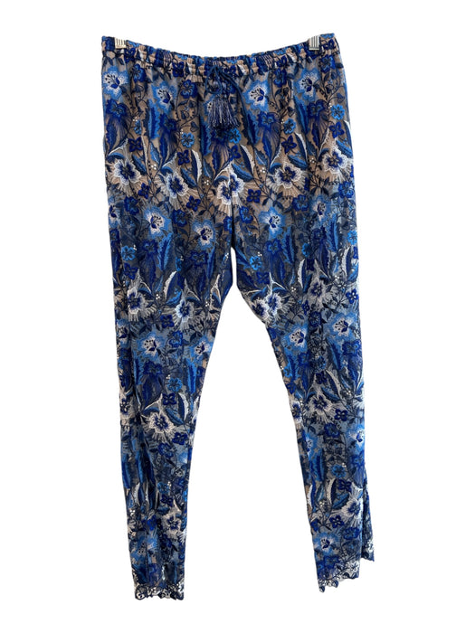 Calypso Size S Blue Viscose Blend Sheer Floral Mid Rise Cover Up Pants Blue / S