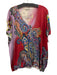Etro Size Small Red, Blue, Yellow Silk Cap Sleeve Floral Paisley V Neck Sweater Red, Blue, Yellow / Small