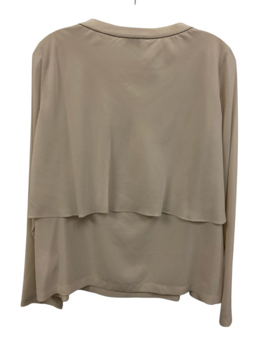 Brunello Cucinelli Size XL Cream Beige Silk Blend Long Sleeve Layered Detail Top Cream Beige / XL