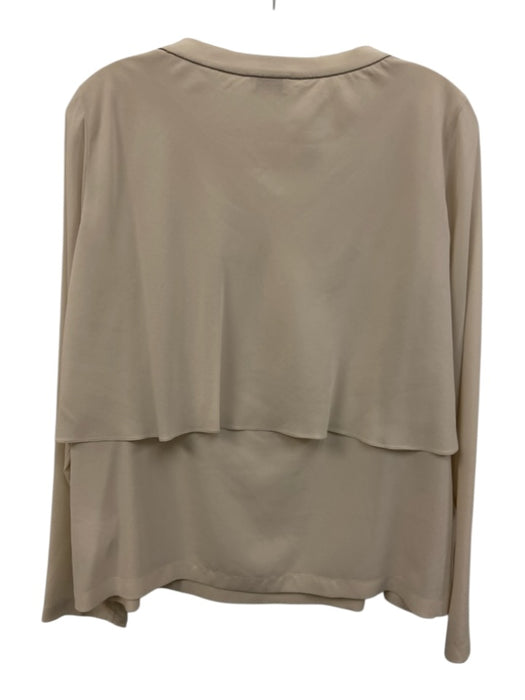 Brunello Cucinelli Size XL Cream Beige Silk Blend Long Sleeve Layered Detail Top Cream Beige / XL