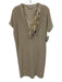 Brunello Cucinelli Size XL Cream Beige Cotton & Silk Blend Knit V Neck Dress Cream Beige / XL