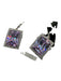 Purple & Clear Silver Tone Metal Faceted Crystal Dangle Rectangle Earrings Purple & Clear