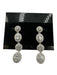Clear Silver Tone Metal Rhinestone Dangle Sparkle Post Back Earrings Clear