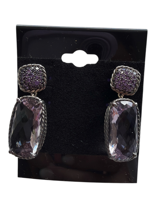 David Yurman Light Purple Sterling Silver 925 Amethyst Cable Post Back Earrings Light Purple