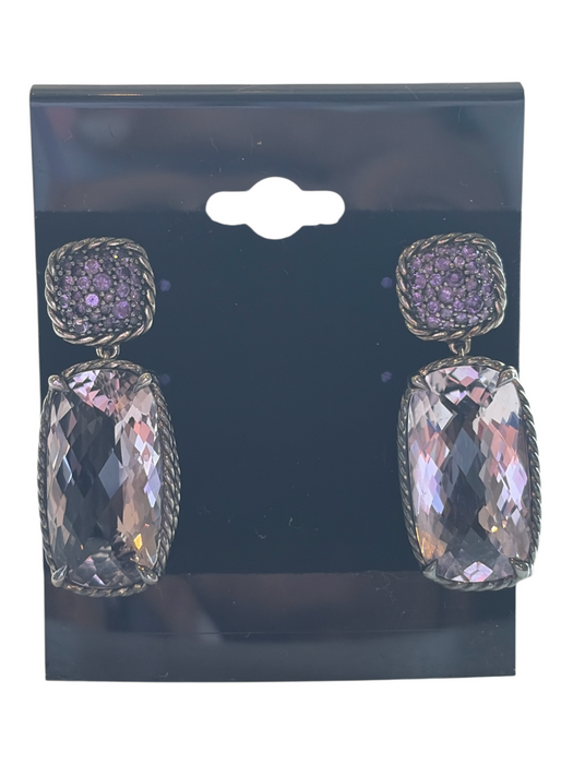 David Yurman Light Purple Sterling Silver 925 Amethyst Cable Post Back Earrings Light Purple