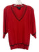 Sonia Rykiel Size Medium Red & Black Wool Blend Half Sleeve Mesh Detail Top Red & Black / Medium