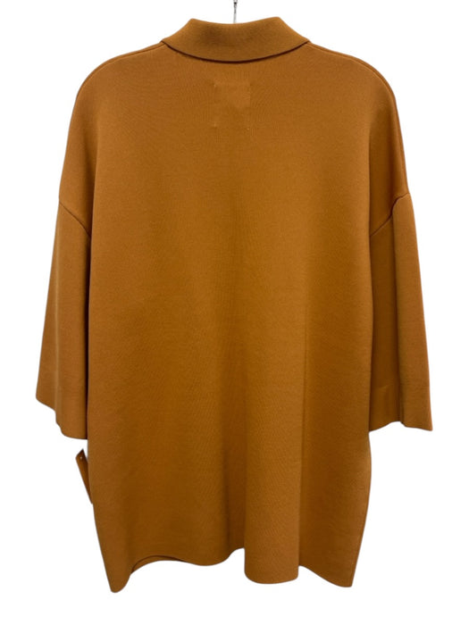 Sandro Size 3/L Tan Brown Viscose Blend Half Sleeve Button Front Collar Dress Tan Brown / 3/L