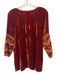 Johnny Was Size Medium Rust Orange Rayon Blend Long Sleeve Floral Embroidery Top Rust Orange / Medium