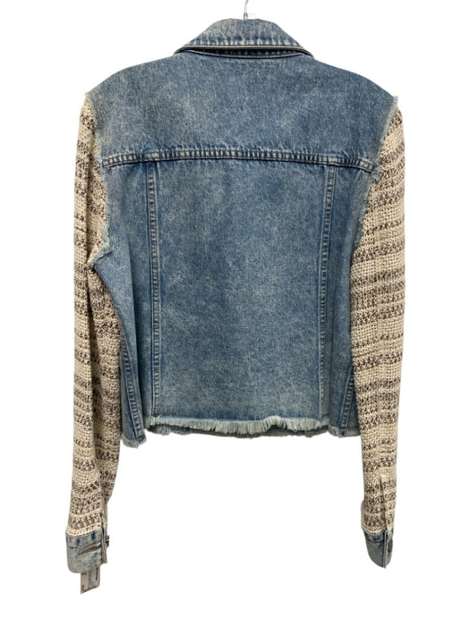 Ramy Brook Size Est M Light Wash & Beige Cotton Denim Button Front Jacket Light Wash & Beige / Est M