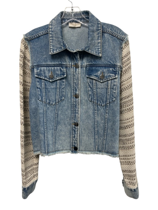 Ramy Brook Size Est M Light Wash & Beige Cotton Denim Button Front Jacket Light Wash & Beige / Est M