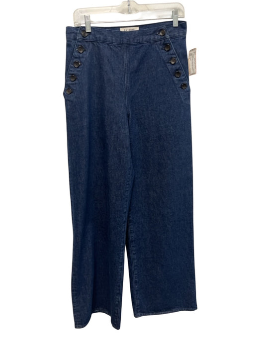 La Ligne Size 27 Dark Wash Cotton Denim High Rise Sailor Buttons Wide Leg Jeans Dark Wash / 27