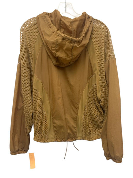 Alo Size Est Small Tan Brown Long Sleeve Mesh Color & Fabric Block Jacket Tan Brown / Est Small