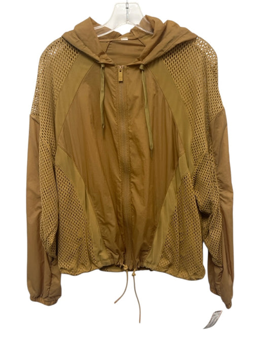 Alo Size Est Small Tan Brown Long Sleeve Mesh Color & Fabric Block Jacket Tan Brown / Est Small