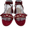 Chloe Shoe Size 38 Burgundy Red Leather Suede Ankle Wrap Cut Out Tassel Sandals Burgundy Red / 38