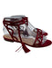 Chloe Shoe Size 38 Burgundy Red Leather Suede Ankle Wrap Cut Out Tassel Sandals Burgundy Red / 38
