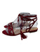 Chloe Shoe Size 38 Burgundy Red Leather Suede Ankle Wrap Cut Out Tassel Sandals Burgundy Red / 38