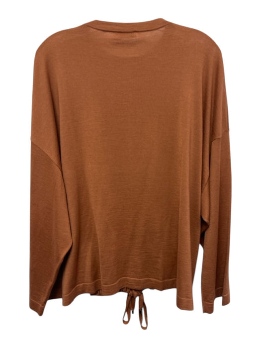 Brunello Cucinelli Size L Brick Orange Cashmere & Silk Long Sleeve Crew Neck Top Brick Orange / L