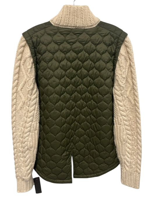 Veronica Beard Size S Green & White Polyester Cable Knit Detail Quilted Jacket Green & White / S
