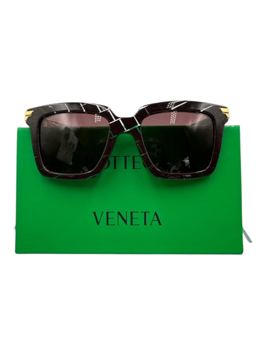 Bottega Veneta Purple & Clear Acetate Gold hardware check Square Sunglasses Purple & Clear