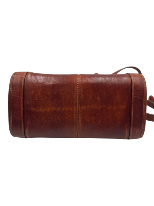 Oroton Brown & Gold Cowhide Leather Gold hardware Pouch Latch Closure Bag Brown & Gold