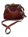 Oroton Brown & Gold Cowhide Leather Gold hardware Pouch Latch Closure Bag Brown & Gold