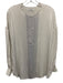 Loro Piana Size M Cream White & Black Silk Long Sleeve Stripe 1/2 Button Top Cream White & Black / M