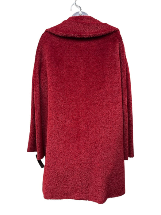 MaxMara Size 8 Red Alpaca & Wool Buttons Oversize Collar Fuzzy Coat Red / 8