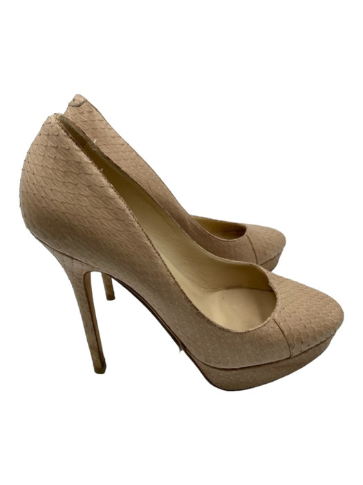 Jimmy Choo Shoe Size 37.5 Beige Python Almond Toe Platform Stiletto Pumps Beige / 37.5