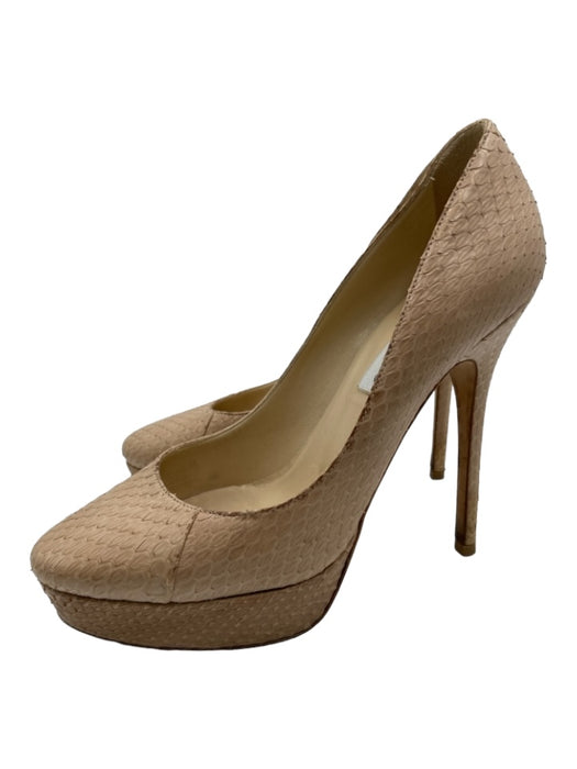 Jimmy Choo Shoe Size 37.5 Beige Python Almond Toe Platform Stiletto Pumps Beige / 37.5