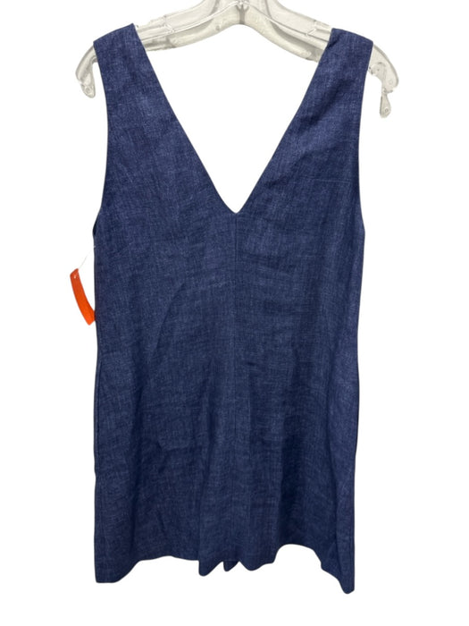 Theory Size S Dark Wash Linen & Cotton Sleeveless V Neck Mini Dress Dark Wash / S