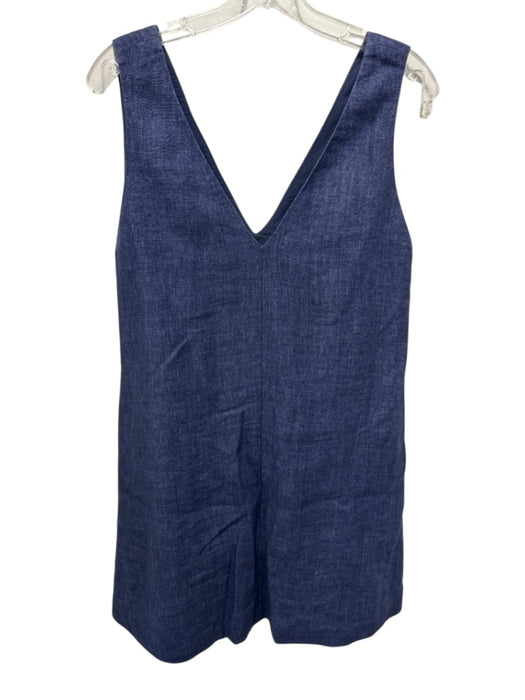 Theory Size S Dark Wash Linen & Cotton Sleeveless V Neck Mini Dress Dark Wash / S