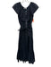 Mille Resort & Travel Size S Black Viscose & Cotton Ruffle Cap Sleeve Midi Dress Black / S