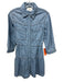 Ba&sh Size XS Light Wash Cotton Blend Long Sleeve Snaps Pockets Collar Dress Light Wash / XS