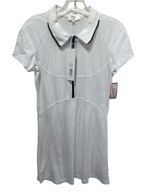 Veronica Beard Size S White Polyamide Short Sleeve 1/4 Zip Perforated Mini Dress White / S