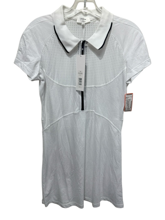 Veronica Beard Size S White Polyamide Short Sleeve 1/4 Zip Perforated Mini Dress White / S