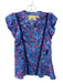 Chufy Size S blue, pink, multi Cotton & Silk Ruffle Cap Sleeve Floral Print Top blue, pink, multi / S
