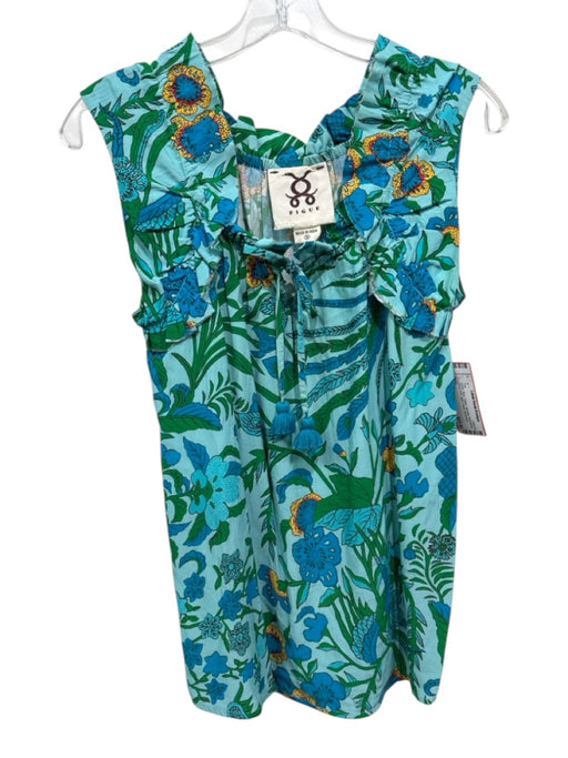 Figue Size XS Green, Blue, Yellow Viscose Sleeveless Floral Print Top Green, Blue, Yellow / XS