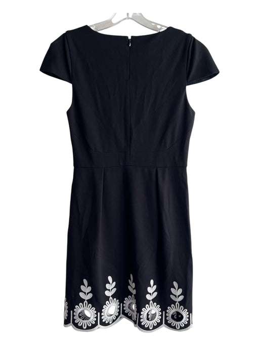 4C Size 6 Black Rayon Blend Lined Solid Floral Embroideries Round Neck Dress Black / 6