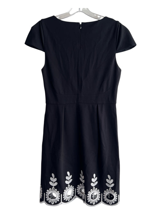 4C Size 6 Black Rayon Blend Lined Solid Floral Embroideries Round Neck Dress Black / 6