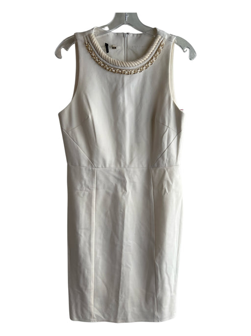4C Size 10 Cream Rayon Blend Lined Rope high neck Sleeveless Dress Cream / 10