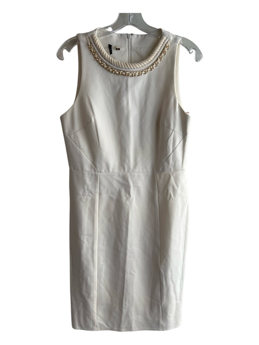 4C Size 10 Cream Rayon Blend Lined Rope high neck Sleeveless Dress Cream / 10