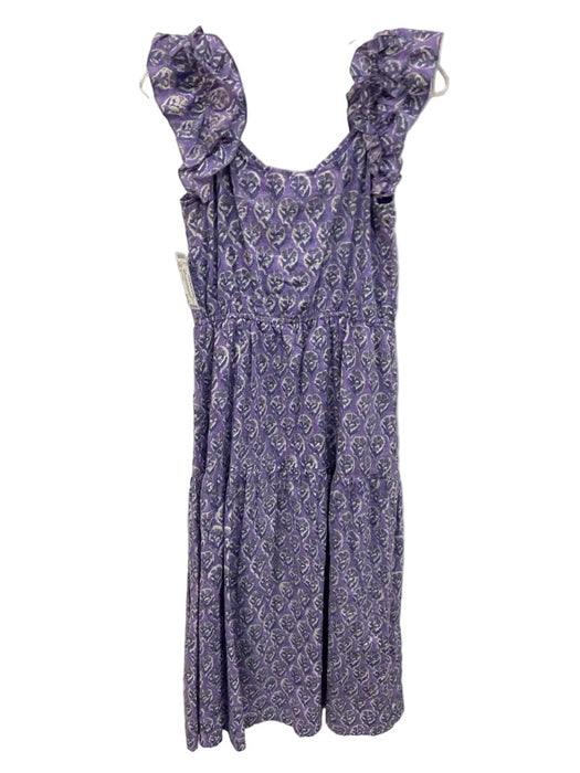 Perry Walker Size 1 Purple & White Cotton Ruffle Cap Sleeve Floral Print Dress