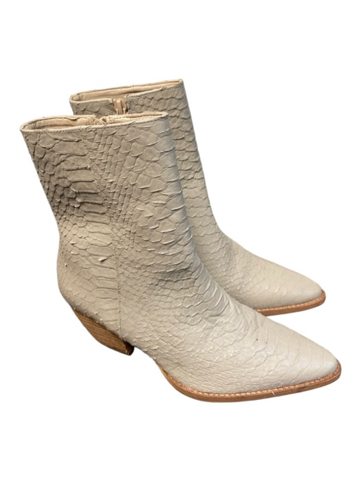 Matisse Shoe Size 6 Beige Leather Snake Embossed Pointed Toe Ankle Booties Beige / 6