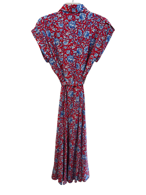 MNG Size 8 Red & Blue No Fabric Tag Floral Button Down Drop Shoulder Dress Red & Blue / 8
