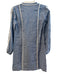 Boden Size 4 Blue Linen round split neck Long Sleeve Trim Design Dress Blue / 4