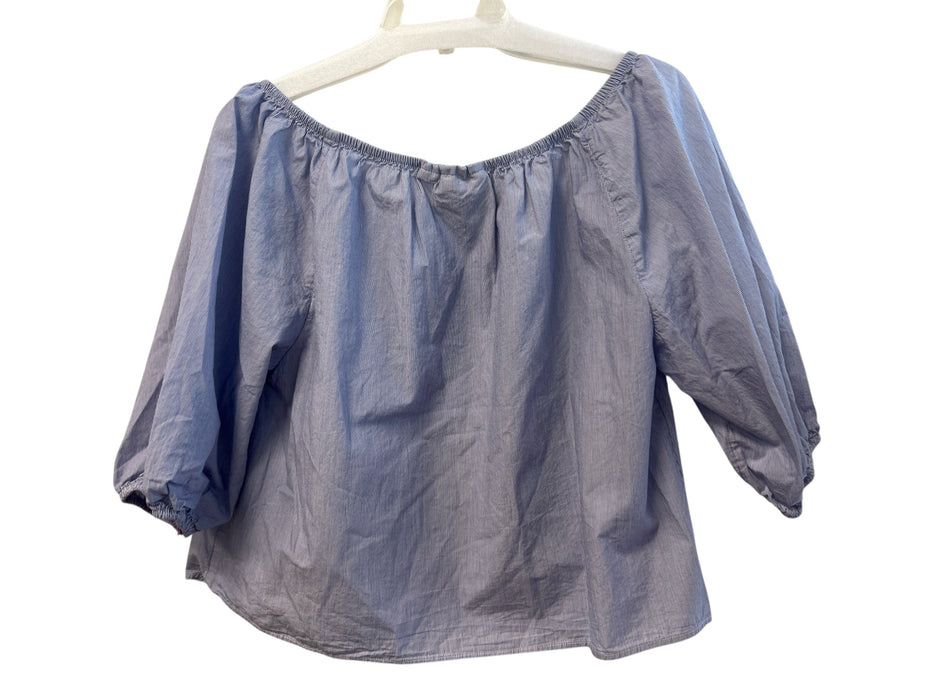 Maeve Size Medium Blue & White No Fabric Tag Striped Round Neck Top Blue & White / Medium
