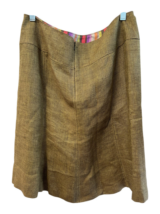 Etro Size 46 Green Linen Blend Back Zip lined Knee Length A line Skirt Green / 46