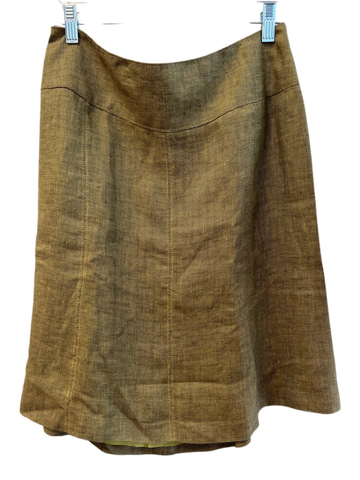 Etro Size 46 Green Linen Blend Back Zip lined Knee Length A line Skirt Green / 46