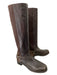 Stuart Weitzman Shoe Size 8.5 Brown Embossed Leather Elastic Stacked Boots Brown / 8.5