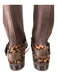 Stuart Weitzman Shoe Size 8.5 Brown Embossed Leather Elastic Stacked Boots Brown / 8.5